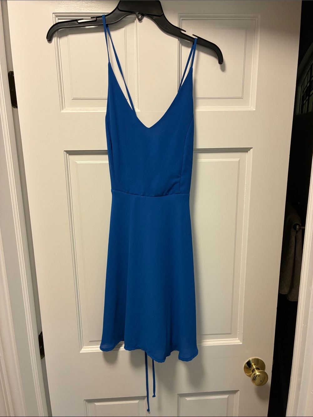 Lush Cobalt Blue Spaghetti Strap V-Neck Mini Dress